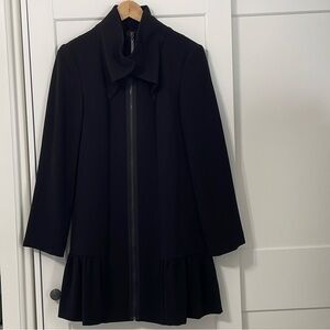 Kensie Zipper Peplum Coat, Black, Size Small